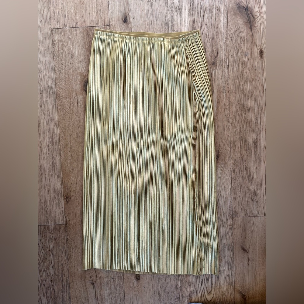 Maeve Mustard Pleated Skirt